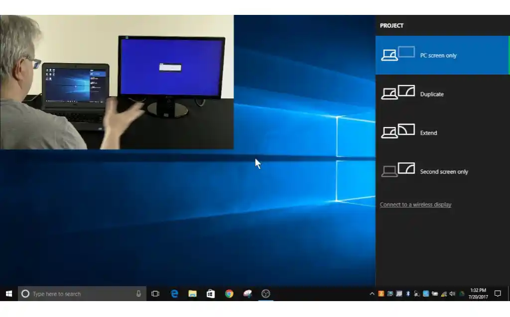เมนูการสลับหน้าจอบน Windows 10